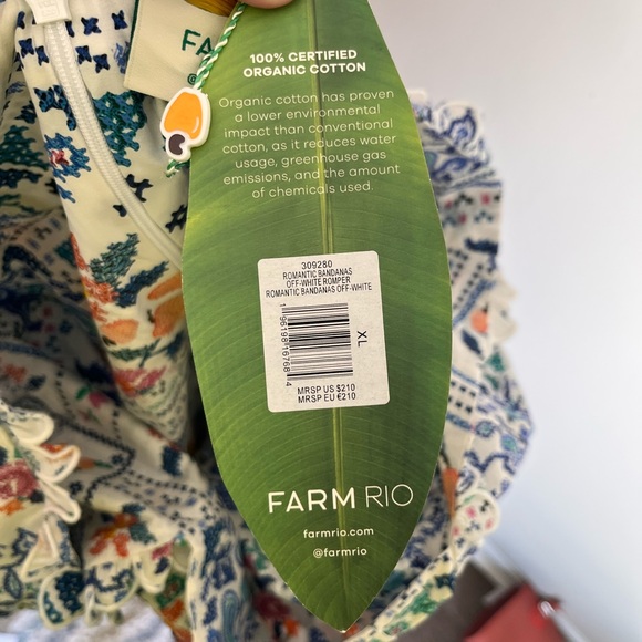 Farm Rio NWT Women's Romantic Bandanas Off-White Romper Size XL - Picture 8 of 14